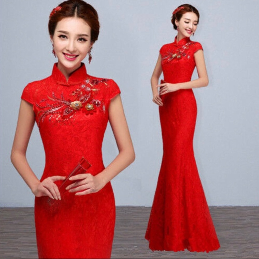Red Chinese Vietnamese dress